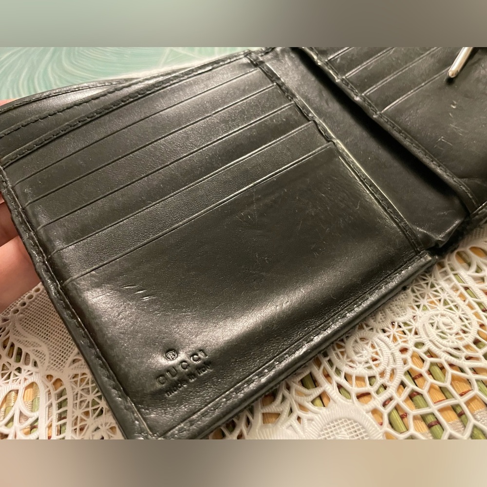 Project -Authentic Gucci Leather/Canvas Black Wal… - image 6